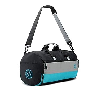 Harissons 28L Trinity Water Resistant Gym/Sports Duffel Bag for Men & Women | Includes Yoga Mat Holder, Shoe Compartment, & Quick Access Pocket (Black & Turquoise)