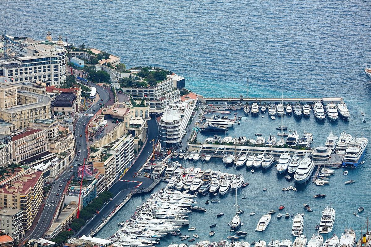 Monaco Grand Prix 2026 race day with cars, yachts, and Monte Carlo skyline