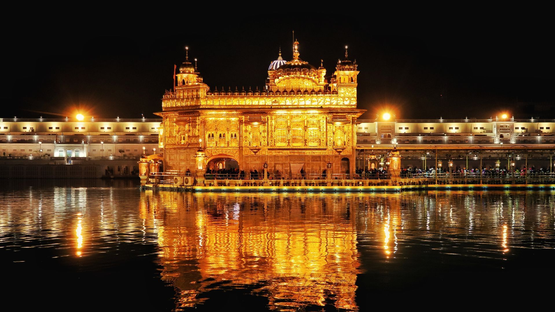 golden temple at night