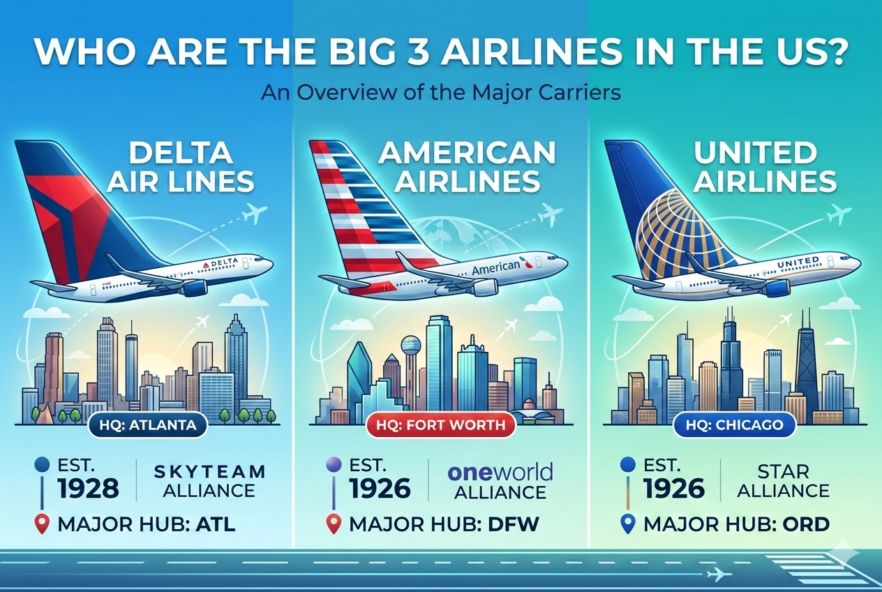 Who are the big 3 Airlines in the US?