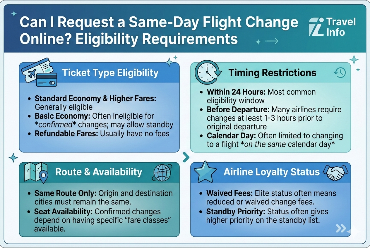 Can I request a same-day flight change online?